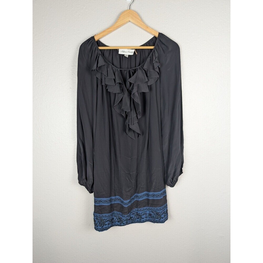 Fifteen Twenty Black‎ Ruffle Neck Silk Dress Size Small